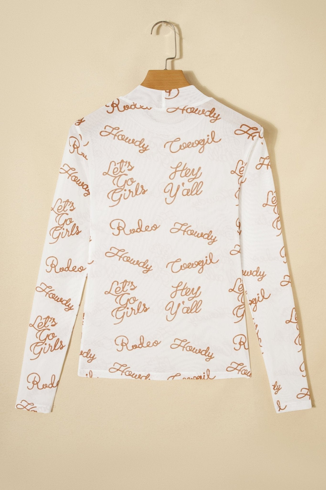 Western Mesh High Neck Long Sleeve Top - Rooted & Reckless Co.