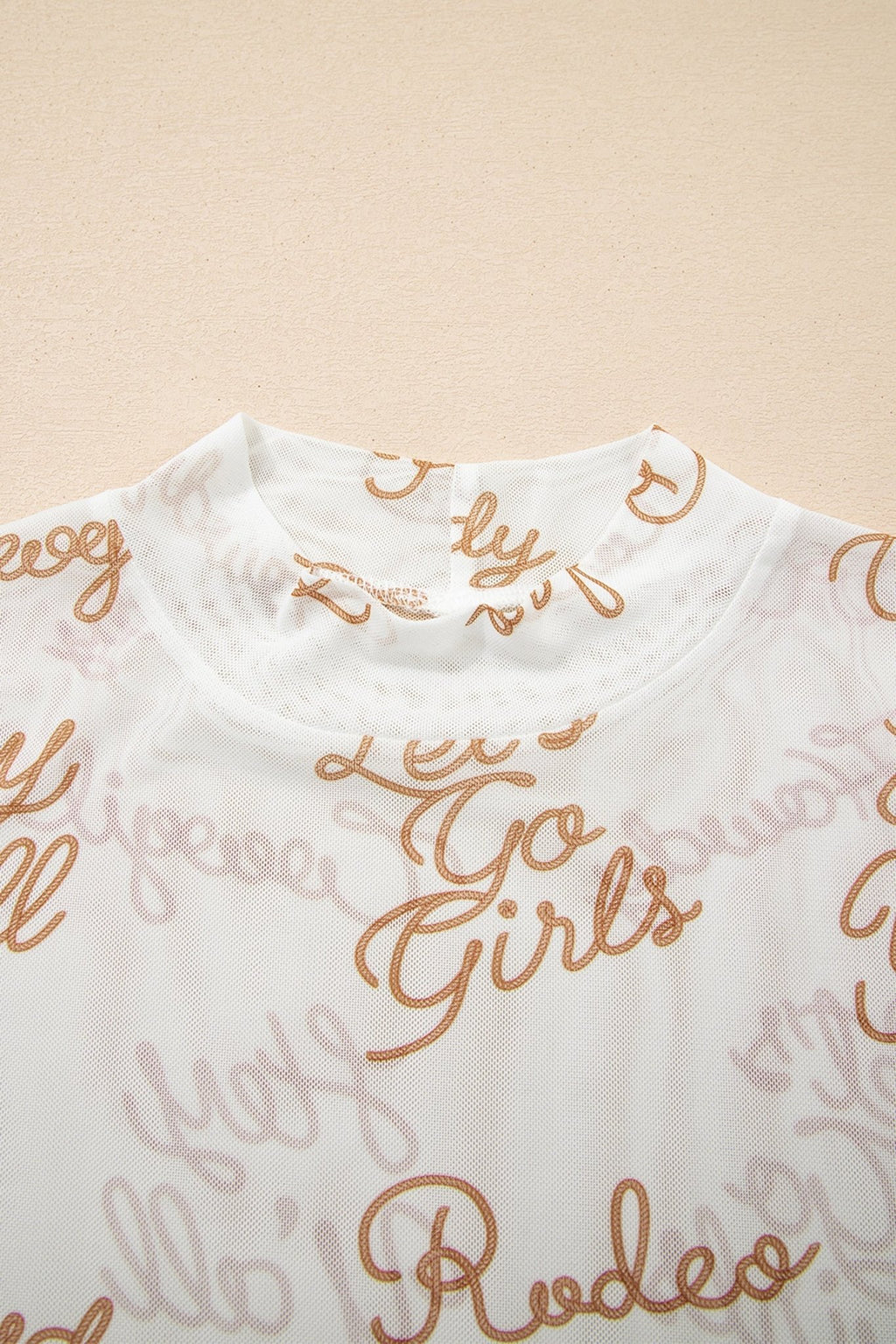Western Mesh High Neck Long Sleeve Top - Rooted & Reckless Co.