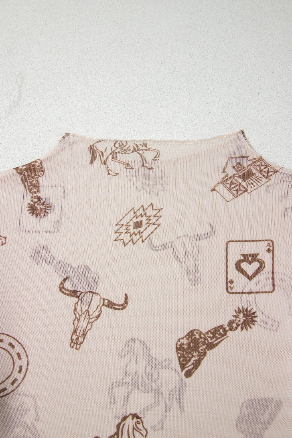 Western Mesh Mock Neck Long Sleeve Top - Rooted & Reckless Co.
