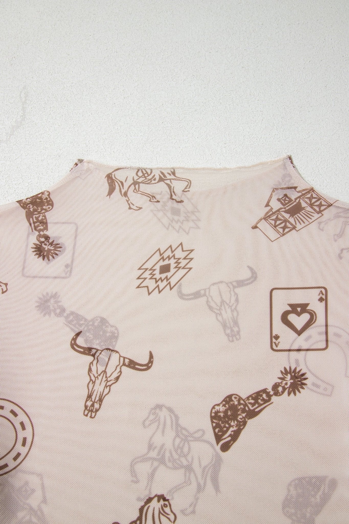 Western Mesh Mock Neck Long Sleeve Top - Rooted & Reckless Co.