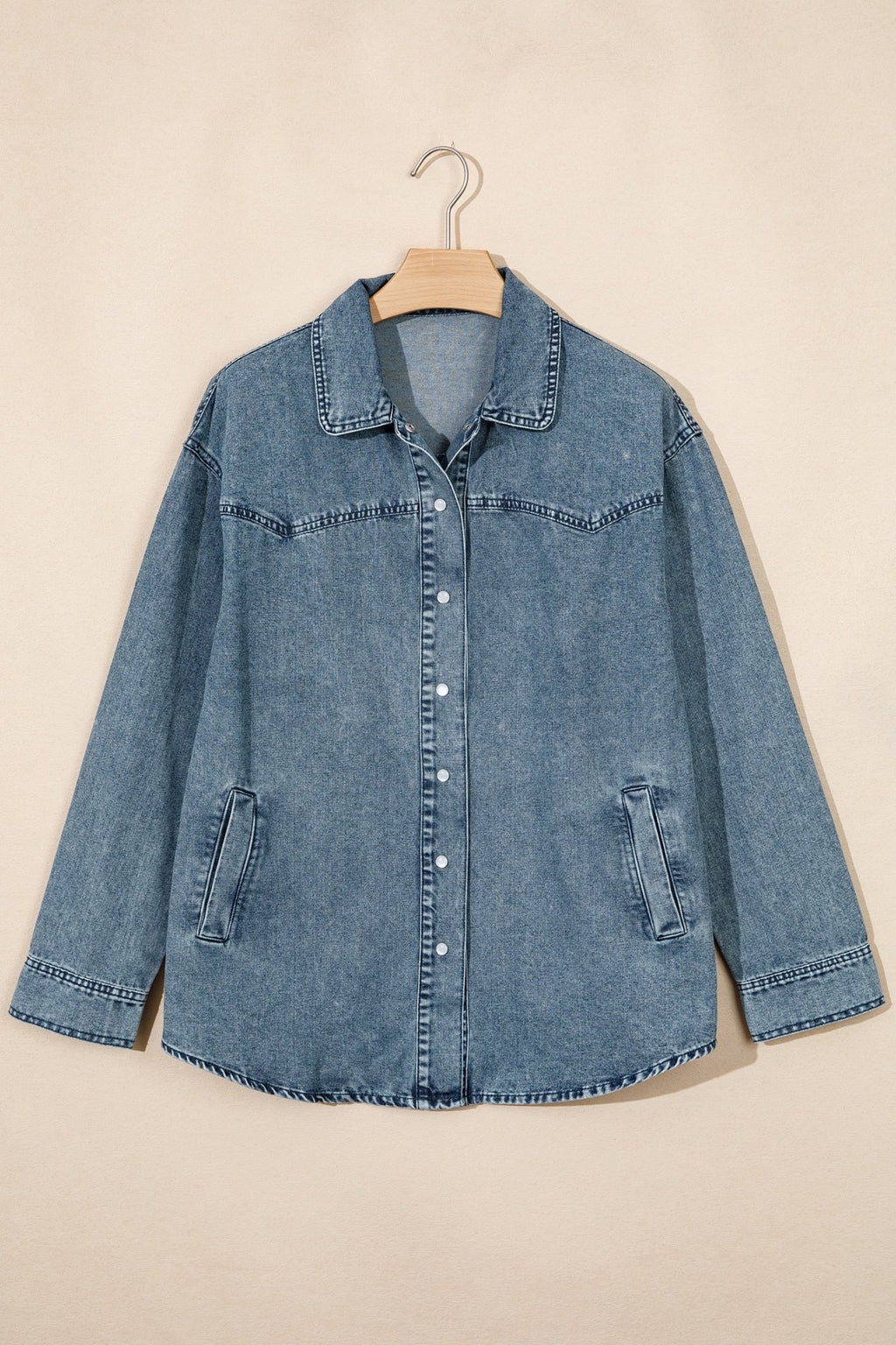 Western Mineral Wash Denim Long Sleeve Shirt Jacket - Rooted & Reckless Co.