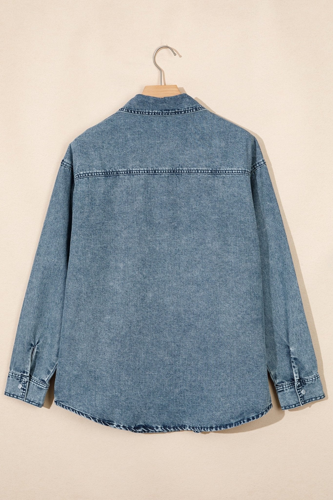 Western Mineral Wash Denim Long Sleeve Shirt Jacket - Rooted & Reckless Co.