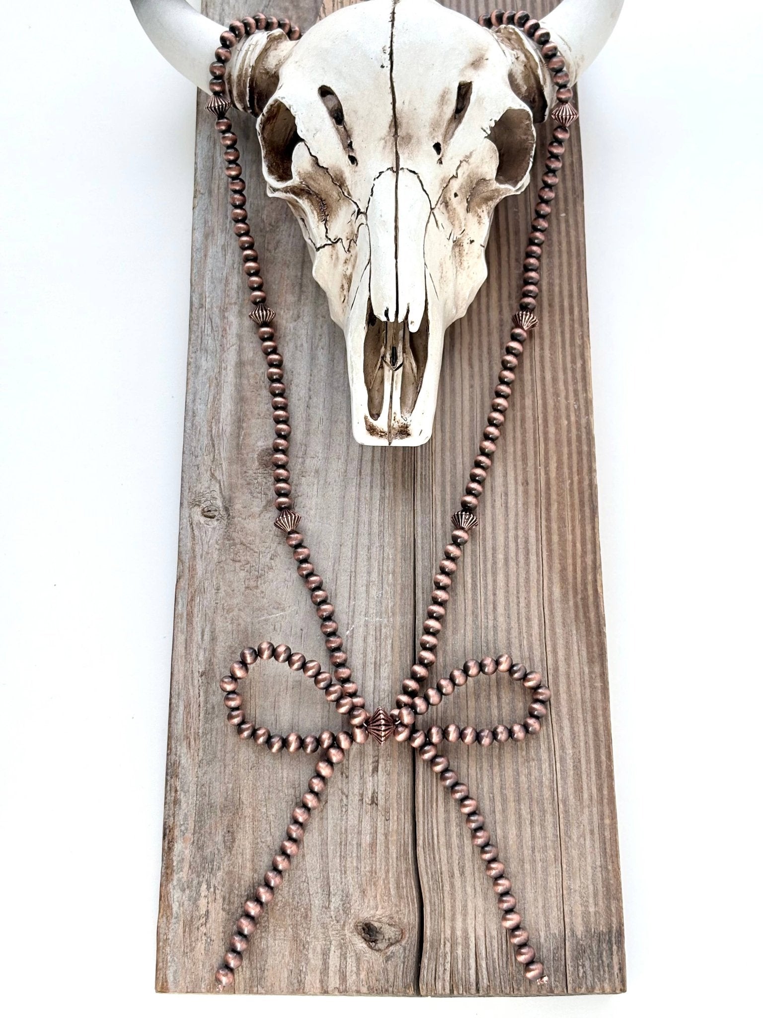 Western Navajo Pearl Coquette Bow Pendant Necklace - Rooted & Reckless Co.