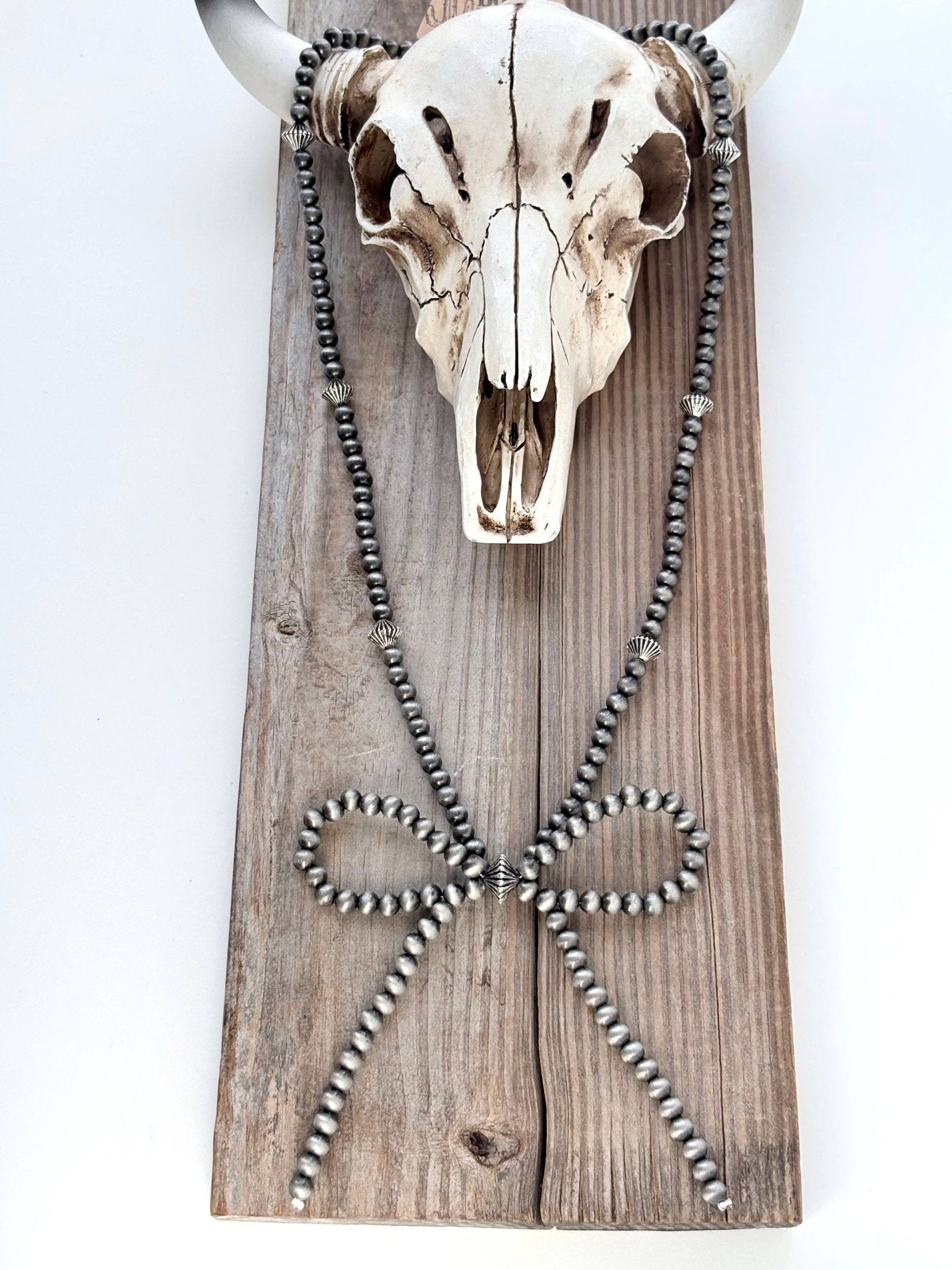 Western Navajo Pearl Coquette Bow Pendant Necklace - Rooted & Reckless Co.