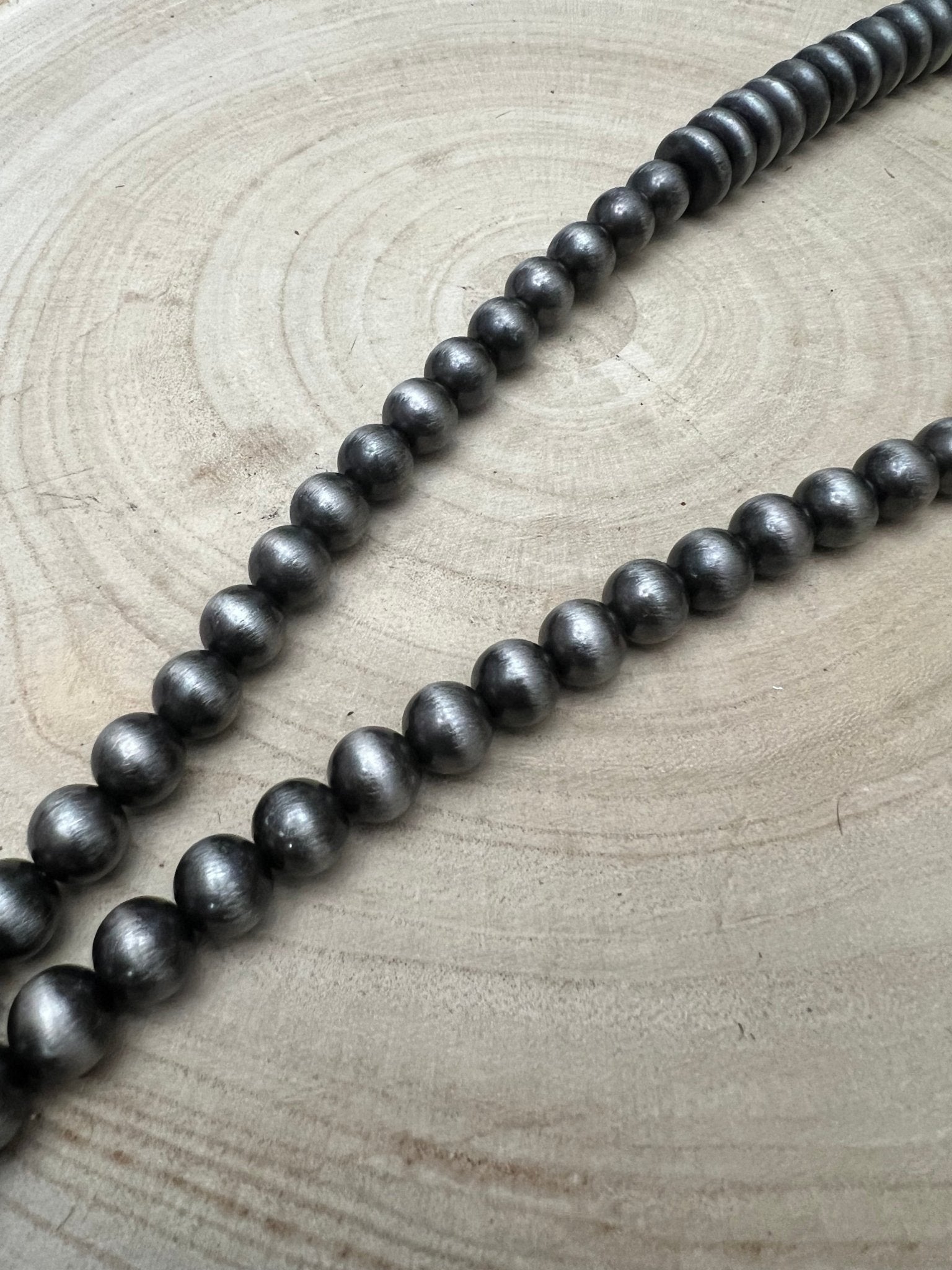 Western Navajo-Style Pearl Necklace & Earring Set — 48 Inch Burnished Silver - Rooted & Reckless Co.