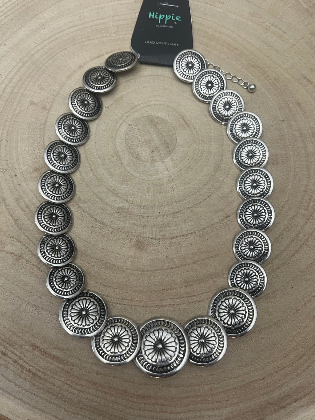 Western Overlapping Concho Necklace — 18 Inch Southwestern Statement - Rooted & Reckless Co.