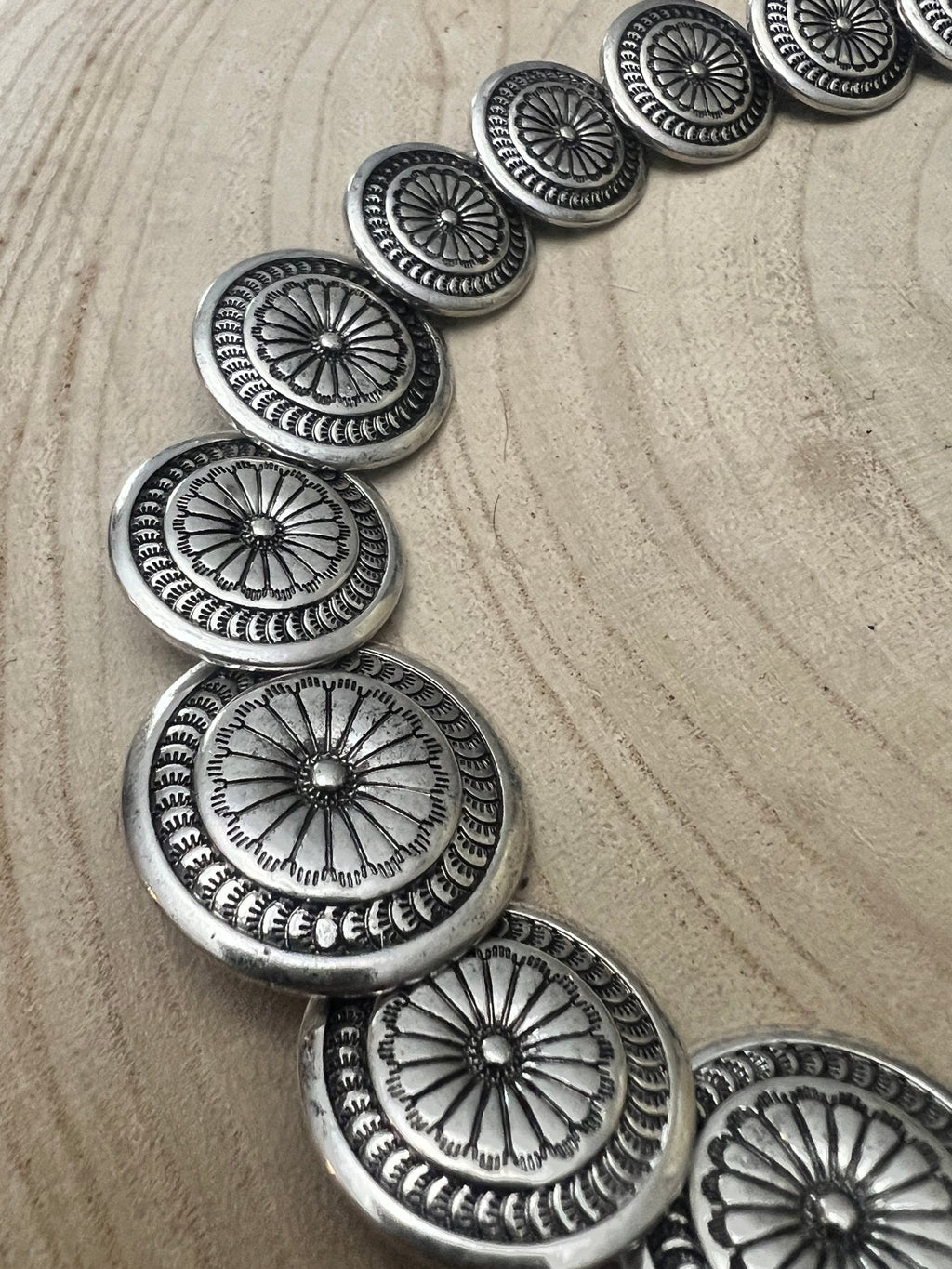 Western Overlapping Concho Necklace — 18 Inch Southwestern Statement - Rooted & Reckless Co.