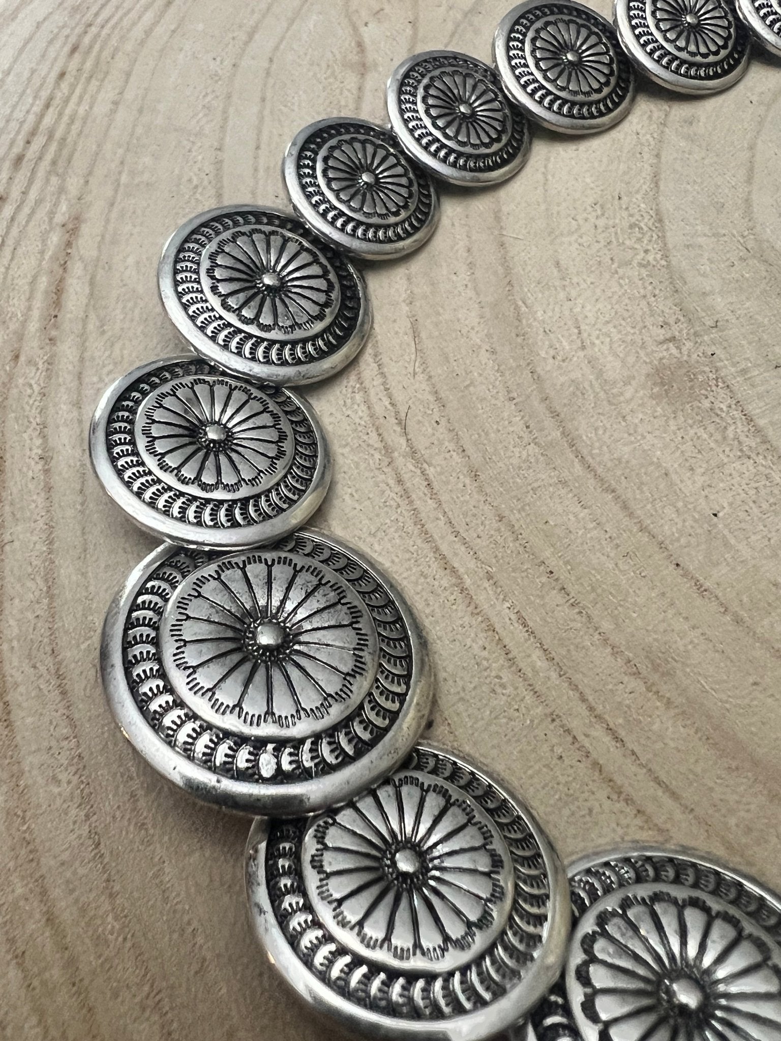 Western Overlapping Concho Necklace — 18 Inch Southwestern Statement - Rooted & Reckless Co.