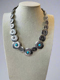 Western Overlapping Concho Necklace with Faux Turquoise — 18 Inch Southwestern Statement - Rooted & Reckless Co.