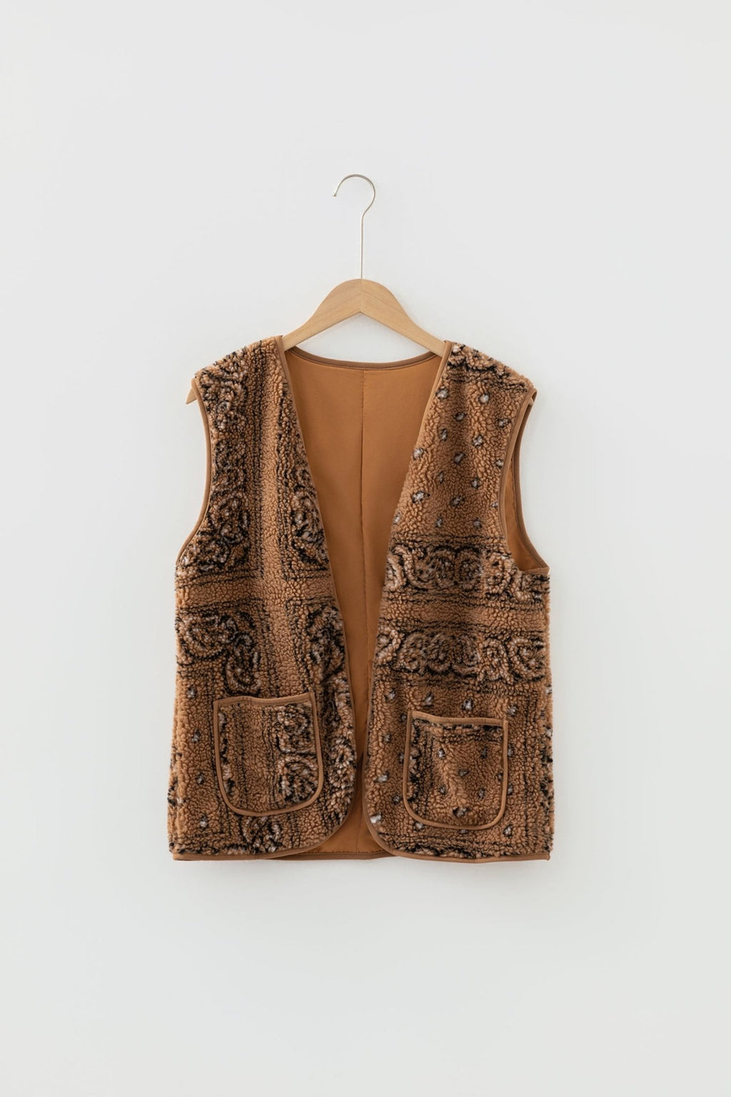 Western Paisley Sherpa Pocketed Vest - Rooted & Reckless Co.