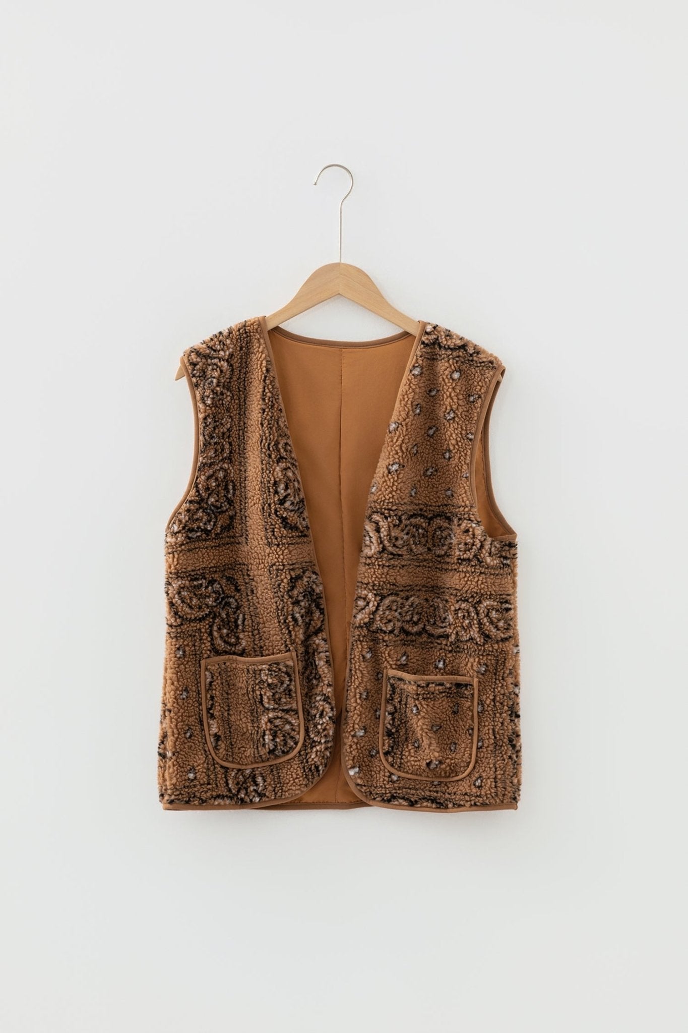 Western Paisley Sherpa Pocketed Vest - Rooted & Reckless Co.