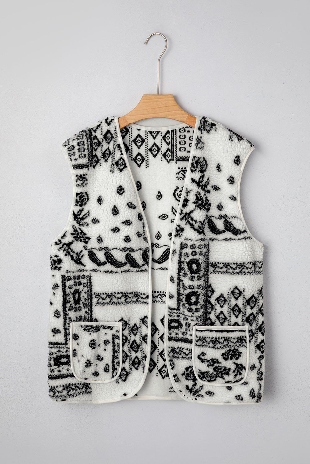Western Paisley Sherpa Pocketed Vest - Rooted & Reckless Co.