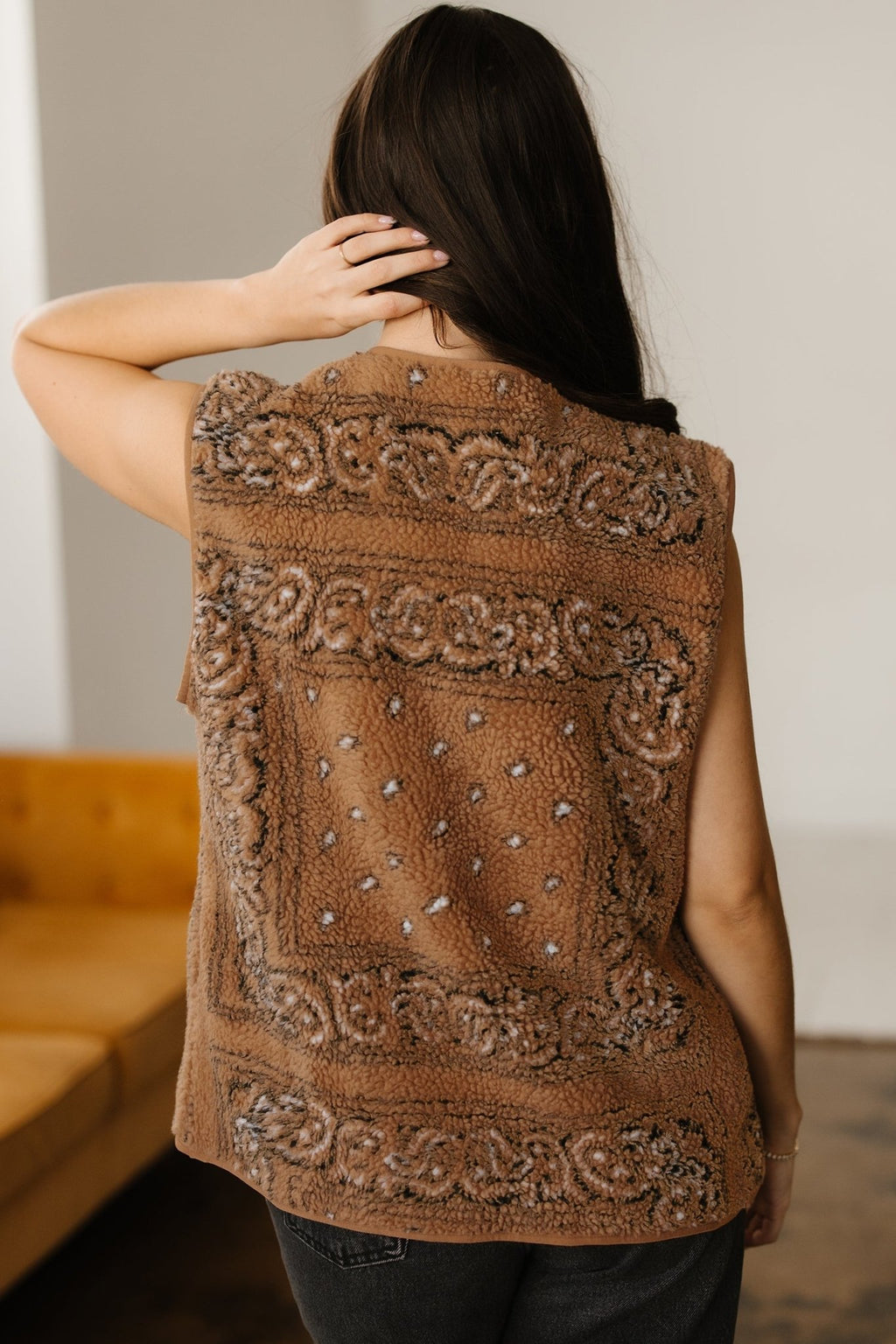 Western Paisley Sherpa Pocketed Vest - Rooted & Reckless Co.