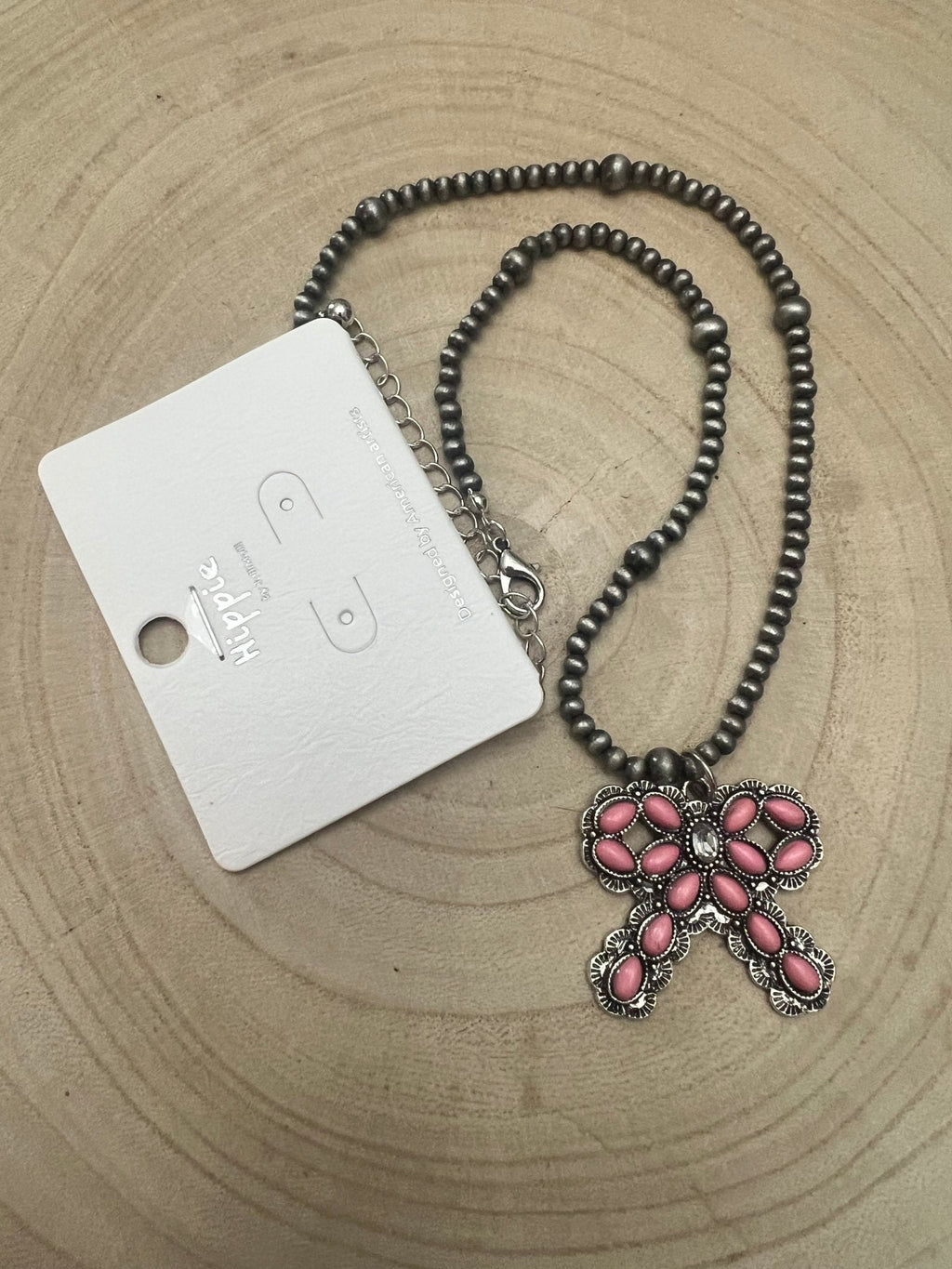 Western Pink Bow Pearl Necklace — Faux Pearls with Pink Bow Detail (18 Inch) - Rooted & Reckless Co.