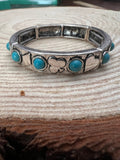 Western Playing Card Stretch Bracelet with Faux Turquoise Accents - Rooted & Reckless Co.
