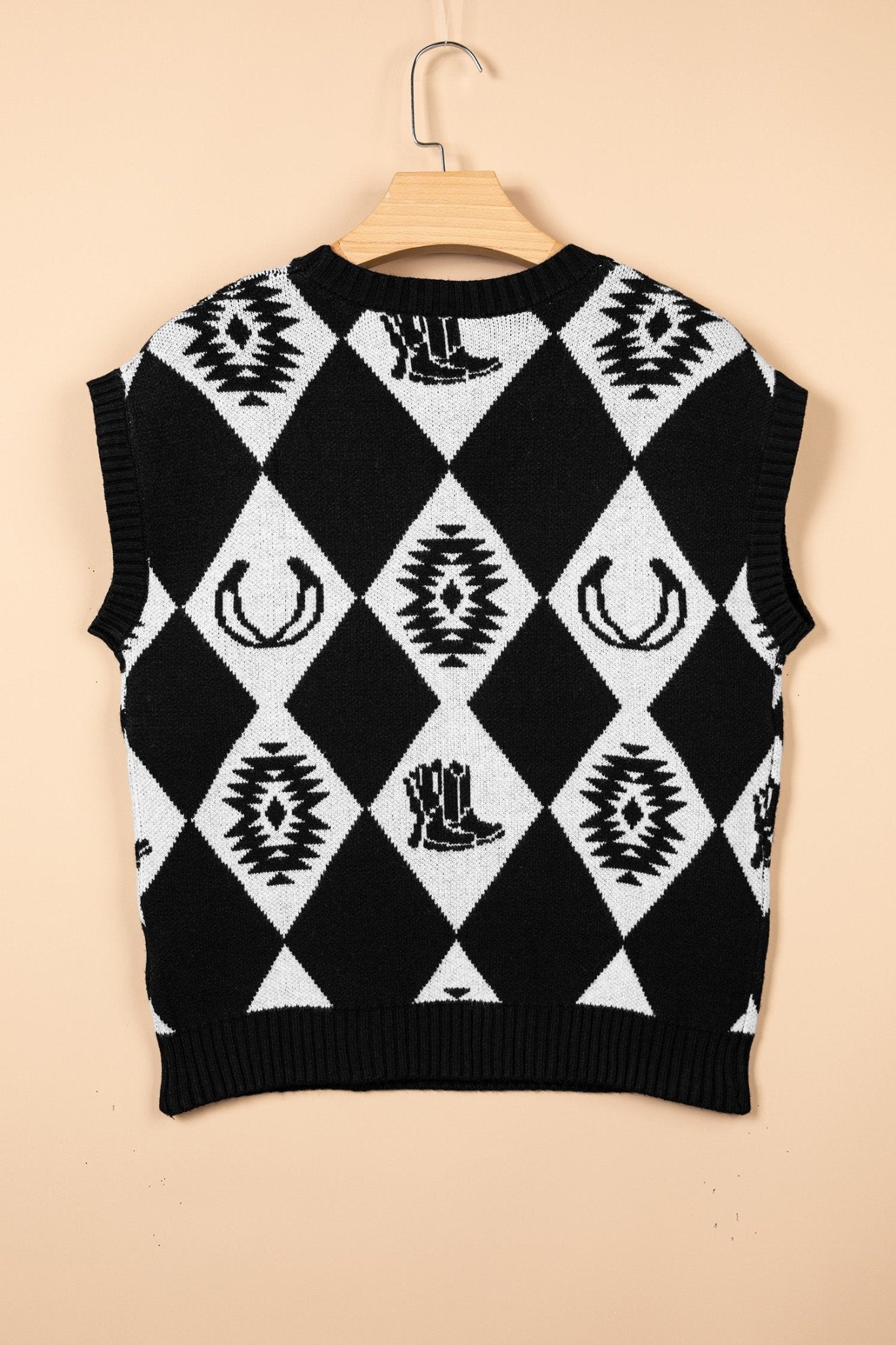 Western Retro Rhombus Short Sleeve Knit Top - Rooted & Reckless Co.