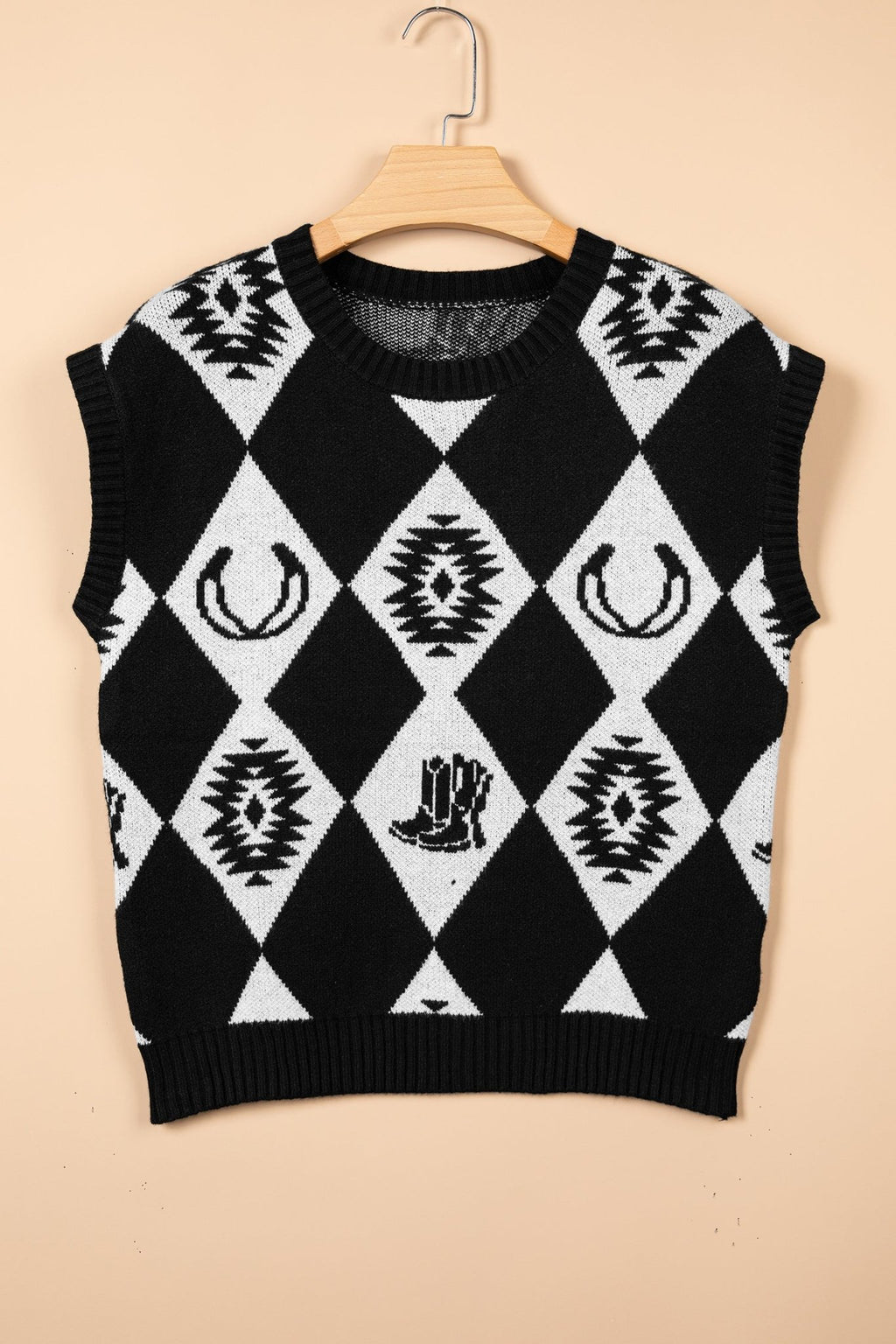 Western Retro Rhombus Short Sleeve Knit Top - Rooted & Reckless Co.