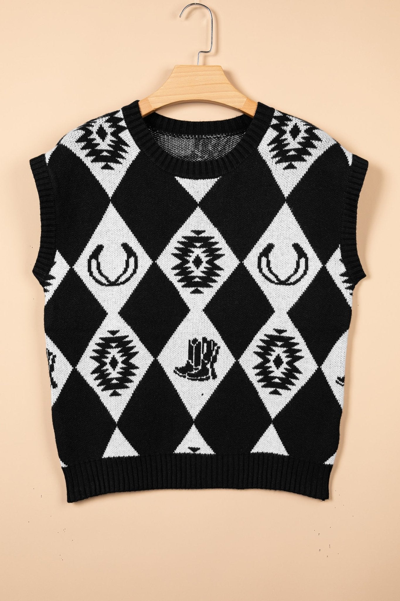 Western Retro Rhombus Short Sleeve Knit Top - Rooted & Reckless Co.