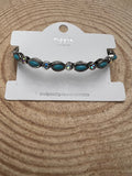 Western Rhinestone & Faux Turquoise Stretch Bracelet - Rooted & Reckless Co.