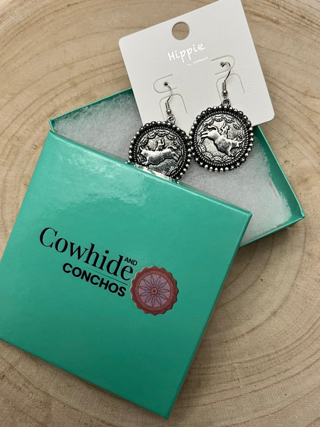 Western Rodeo Cowboy Pendant Earrings — Oxidized Silver Western Statement - Rooted & Reckless Co.