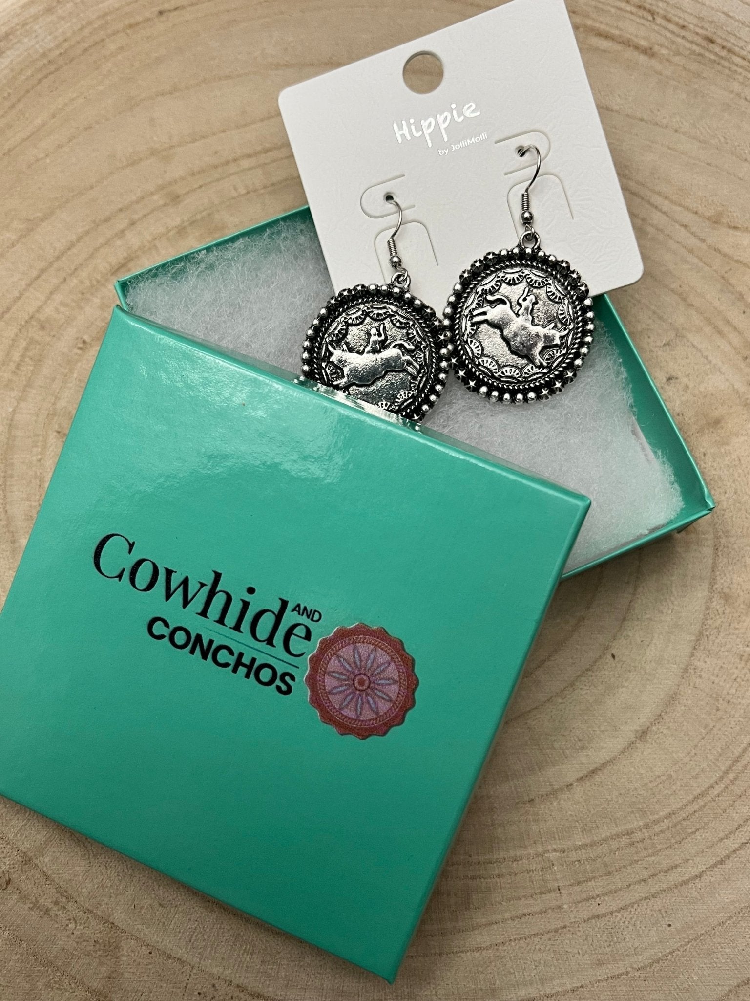 Western Rodeo Cowboy Pendant Earrings — Oxidized Silver Western Statement - Rooted & Reckless Co.