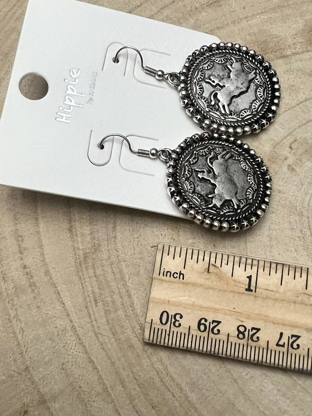 Western Rodeo Cowboy Pendant Earrings — Oxidized Silver Western Statement - Rooted & Reckless Co.