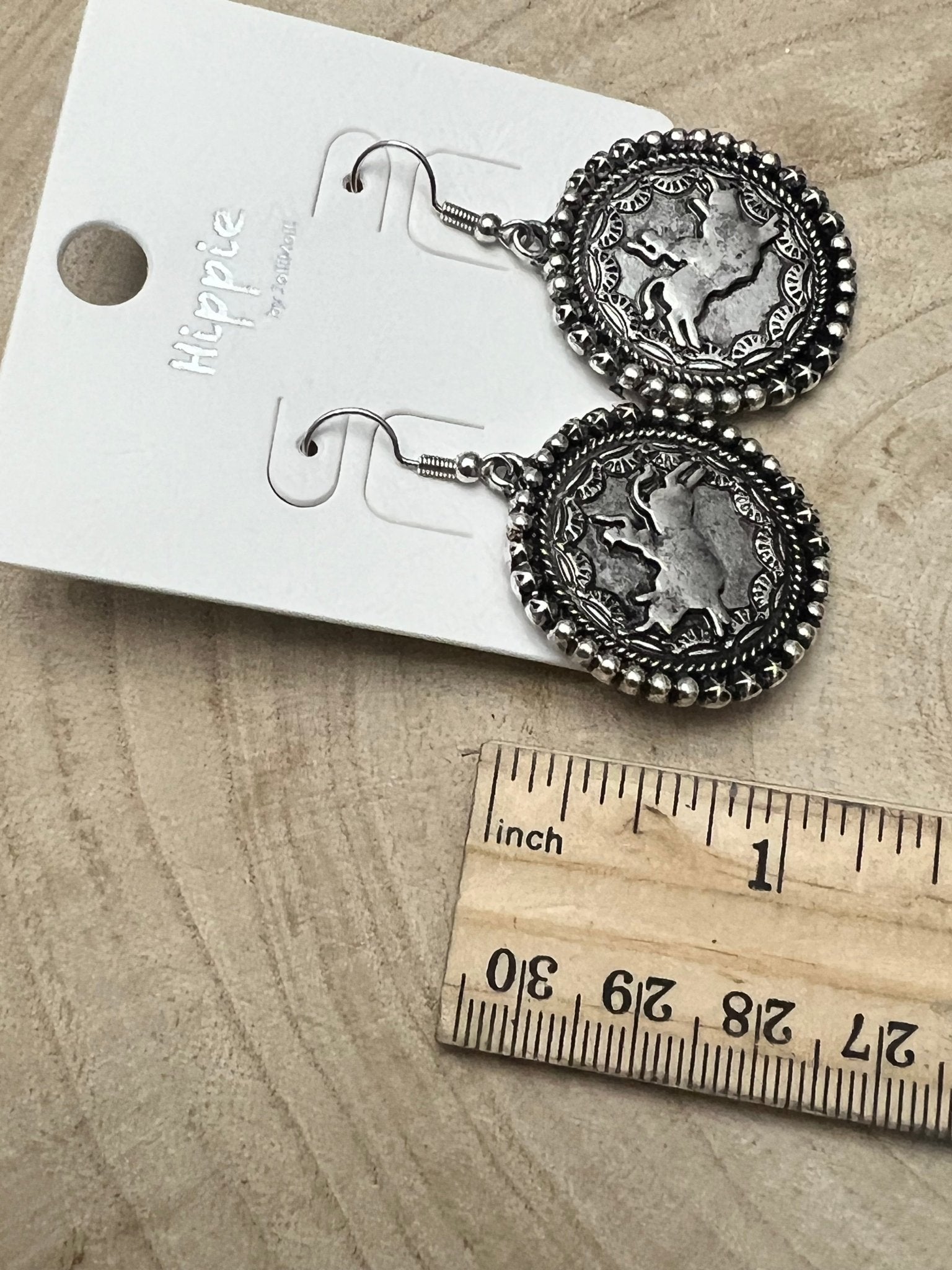 Western Rodeo Cowboy Pendant Earrings — Oxidized Silver Western Statement - Rooted & Reckless Co.
