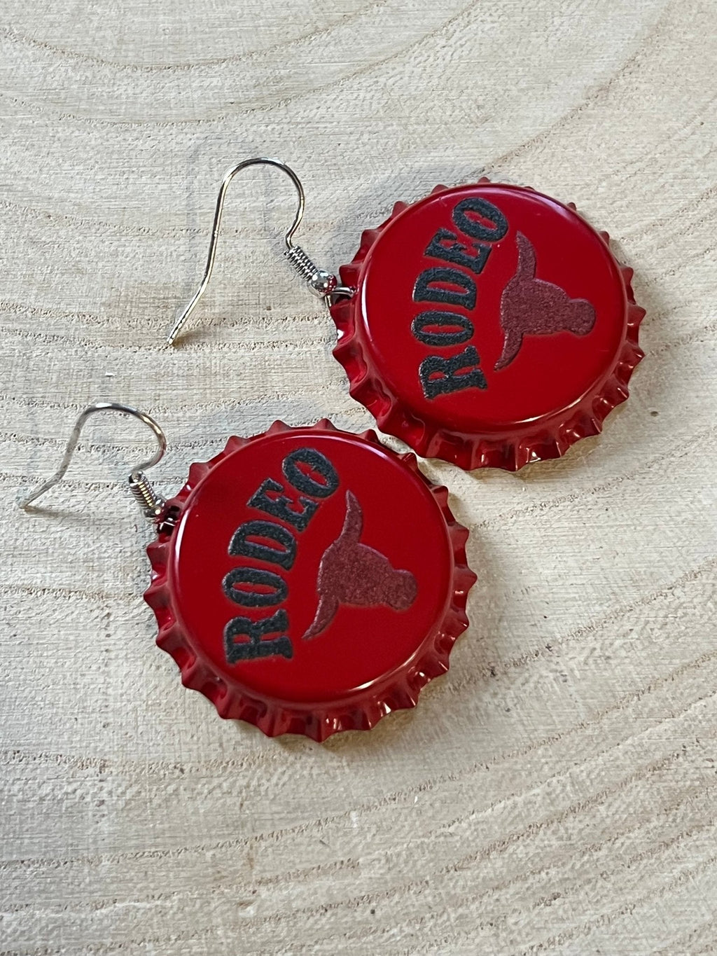 Western Rodeo Steer Head Beer Cap Earrings — Bull Motif Western Statement - Rooted & Reckless Co.