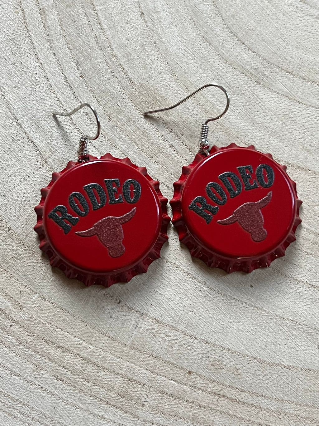Western Rodeo Steer Head Beer Cap Earrings — Bull Motif Western Statement - Rooted & Reckless Co.