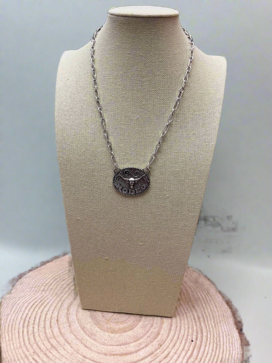 Western Rodeo Steer Head Pendant Necklace — 18 Inch with Extender - Rooted & Reckless Co.