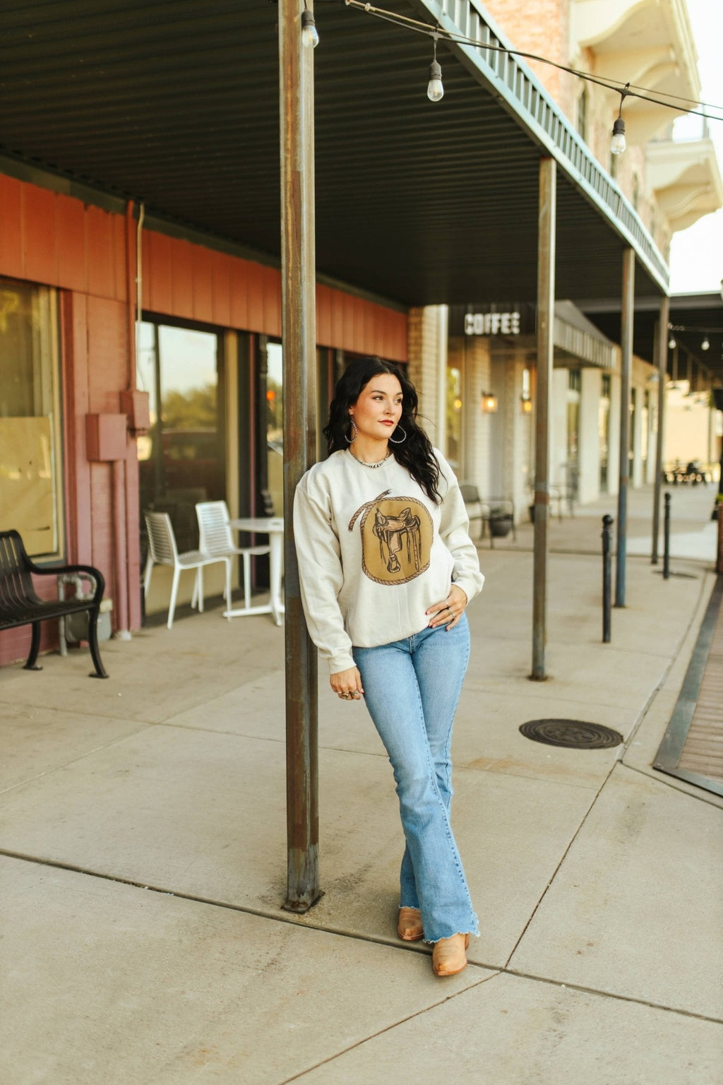 Western Saddle Graphic Sweatshirt - Rooted & Reckless Co.