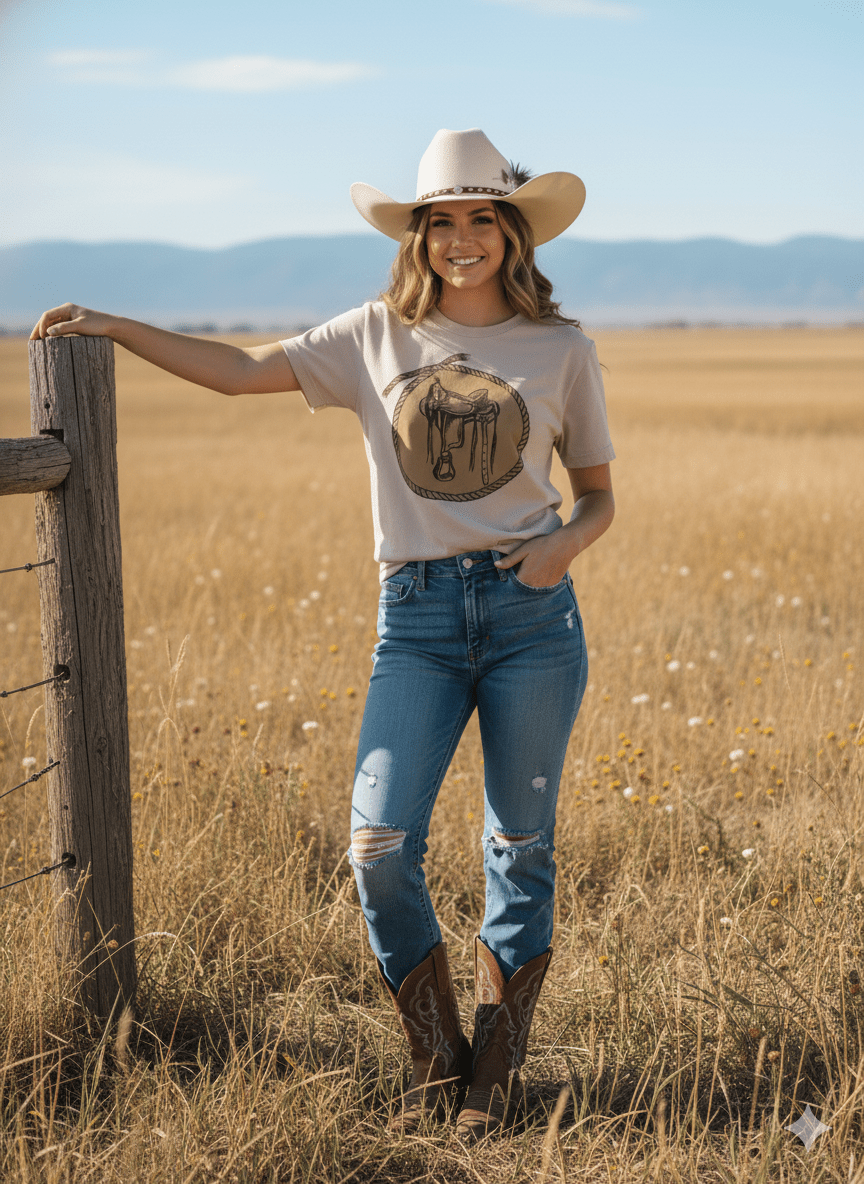 Western Saddle Graphic Tee - Rooted & Reckless Co.