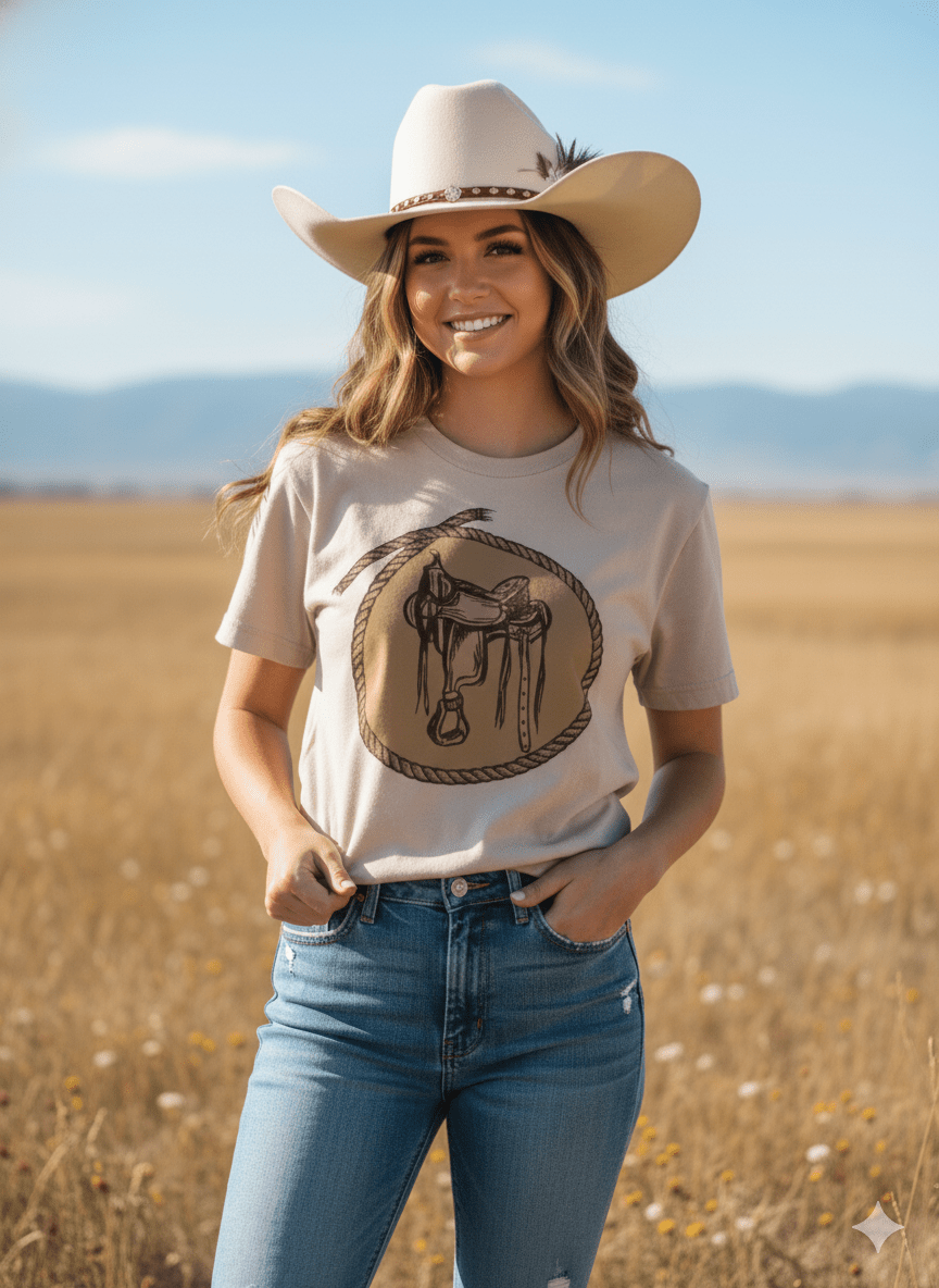 Western Saddle Graphic Tee - Rooted & Reckless Co.