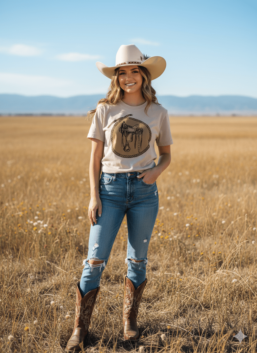 Western Saddle Graphic Tee - Rooted & Reckless Co.