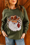 Western Santa Sequin Patch Sweatshirt - Rooted & Reckless Co.