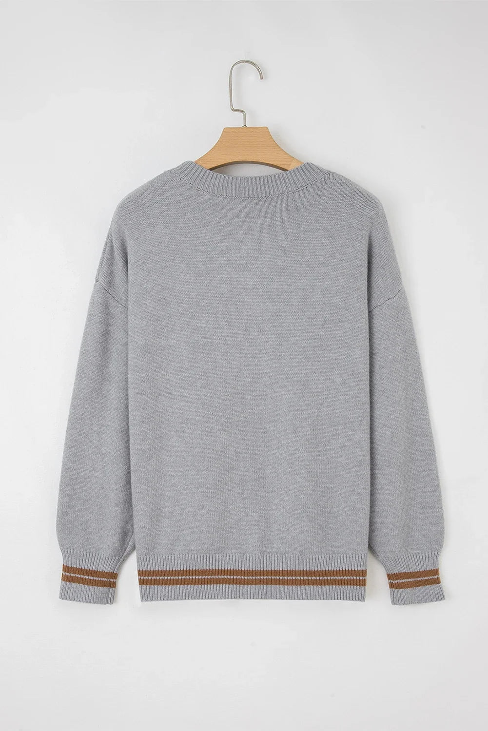 Western See You Cowboy Embroidered Stripe Cuff Sweater - Rooted & Reckless Co.