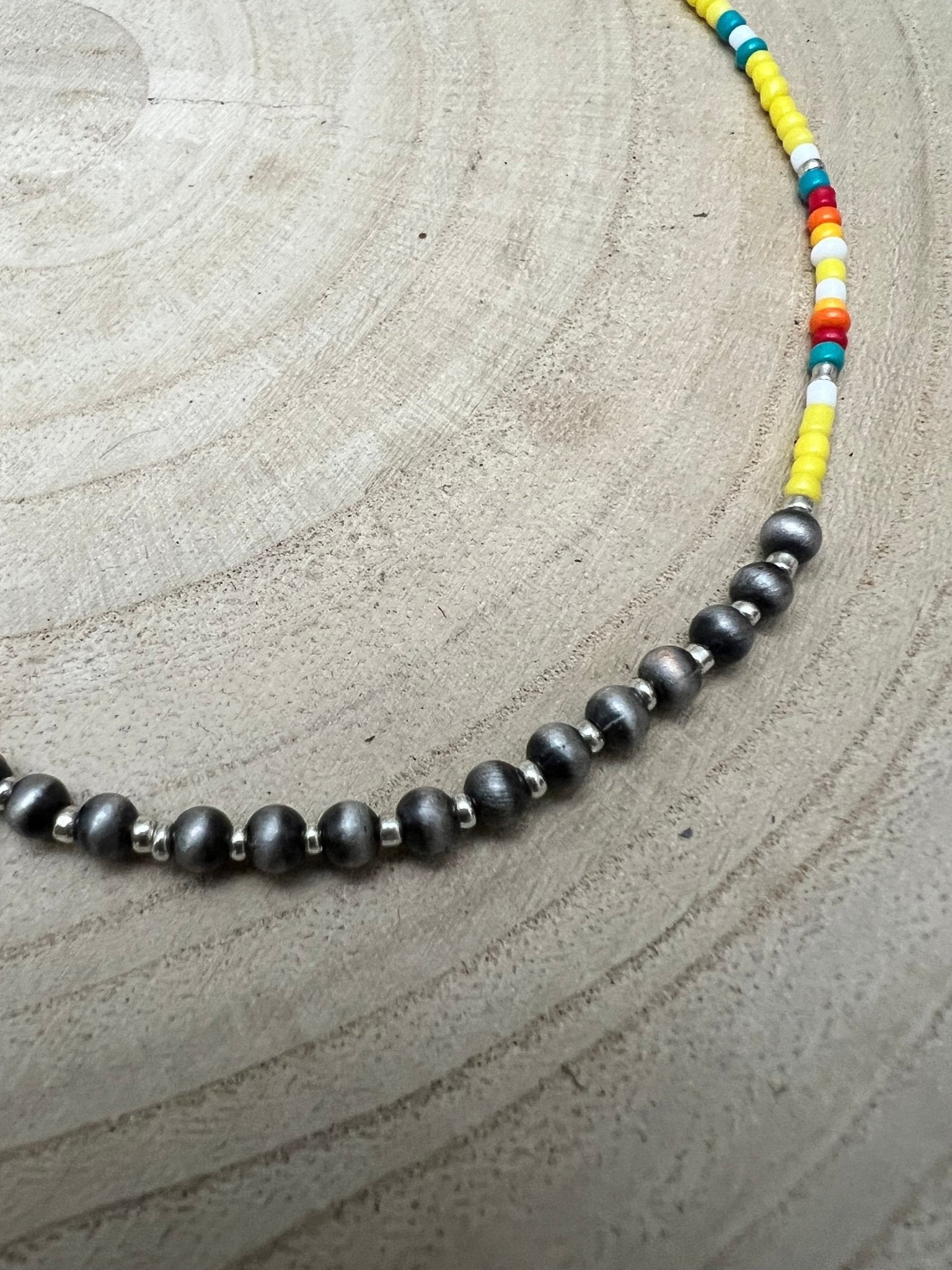 Western Seed Bead Choker with Faux Navajo Pearls — 13 Inch with Extender - Rooted & Reckless Co.