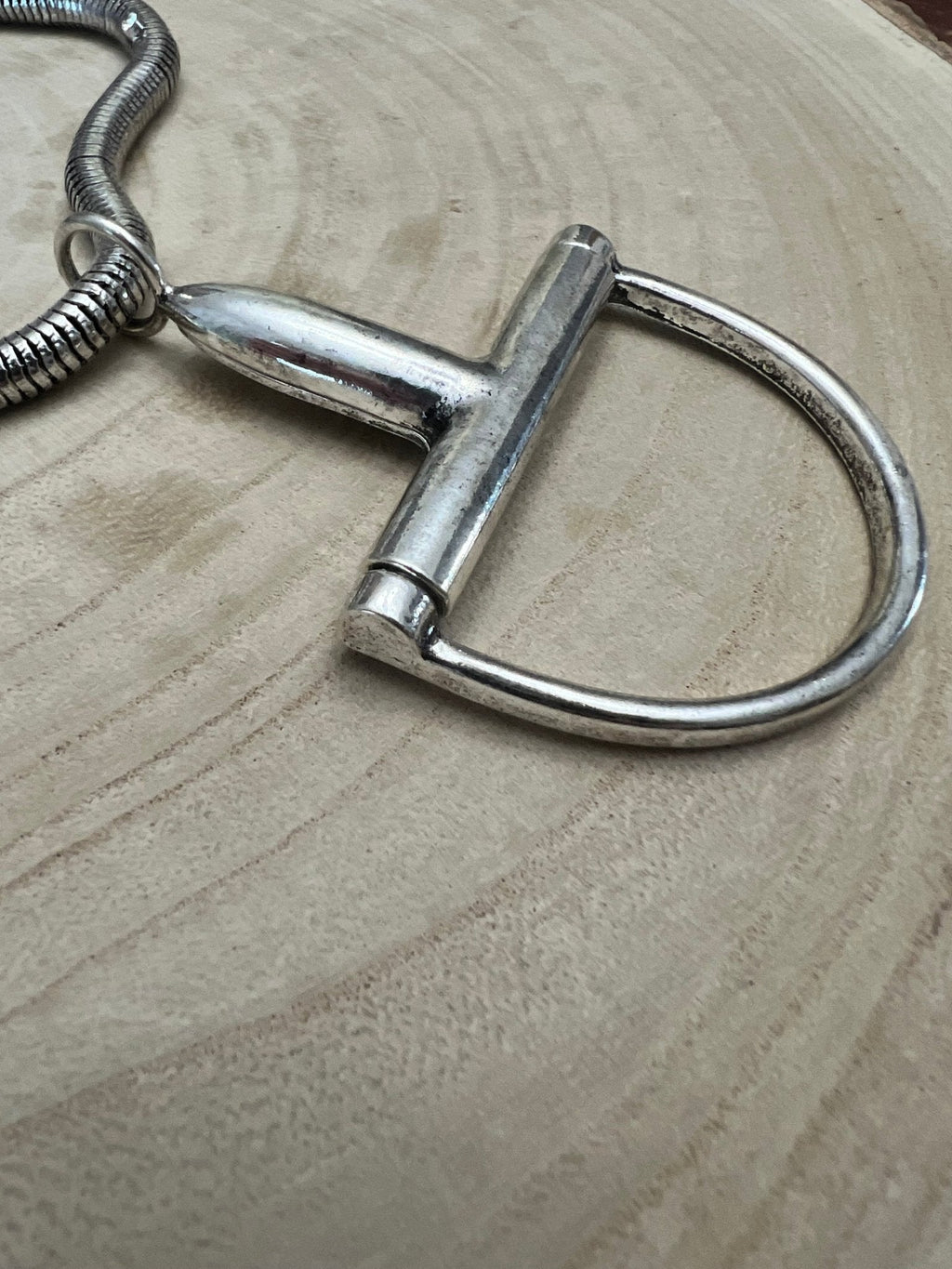 Western Silver Horse Bit Statement Necklace with Rhinestone Snake Chain — Bold Equestrian Jewelry - Rooted & Reckless Co.