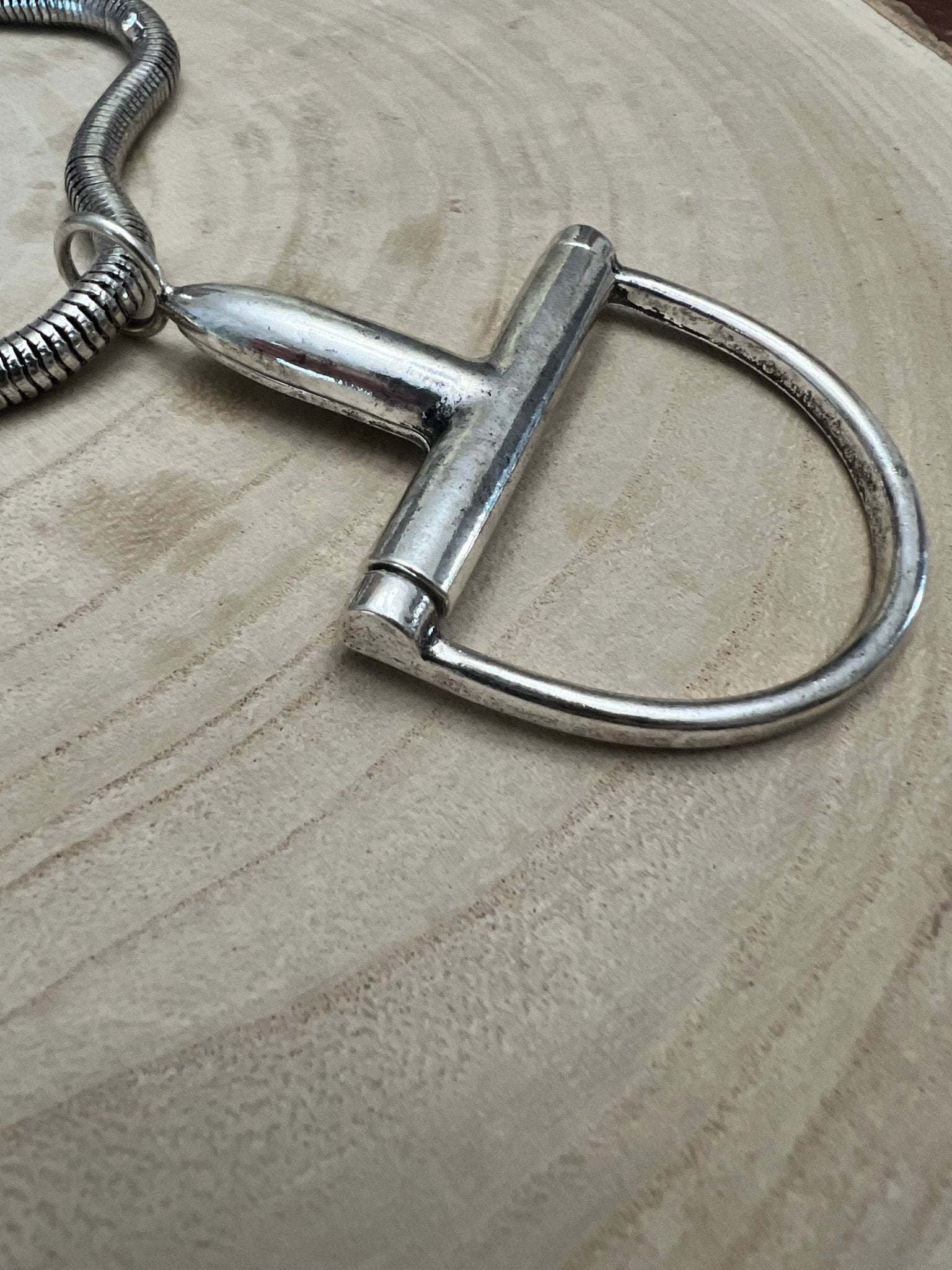Western Silver Horse Bit Statement Necklace with Rhinestone Snake Chain — Bold Equestrian Jewelry - Rooted & Reckless Co.