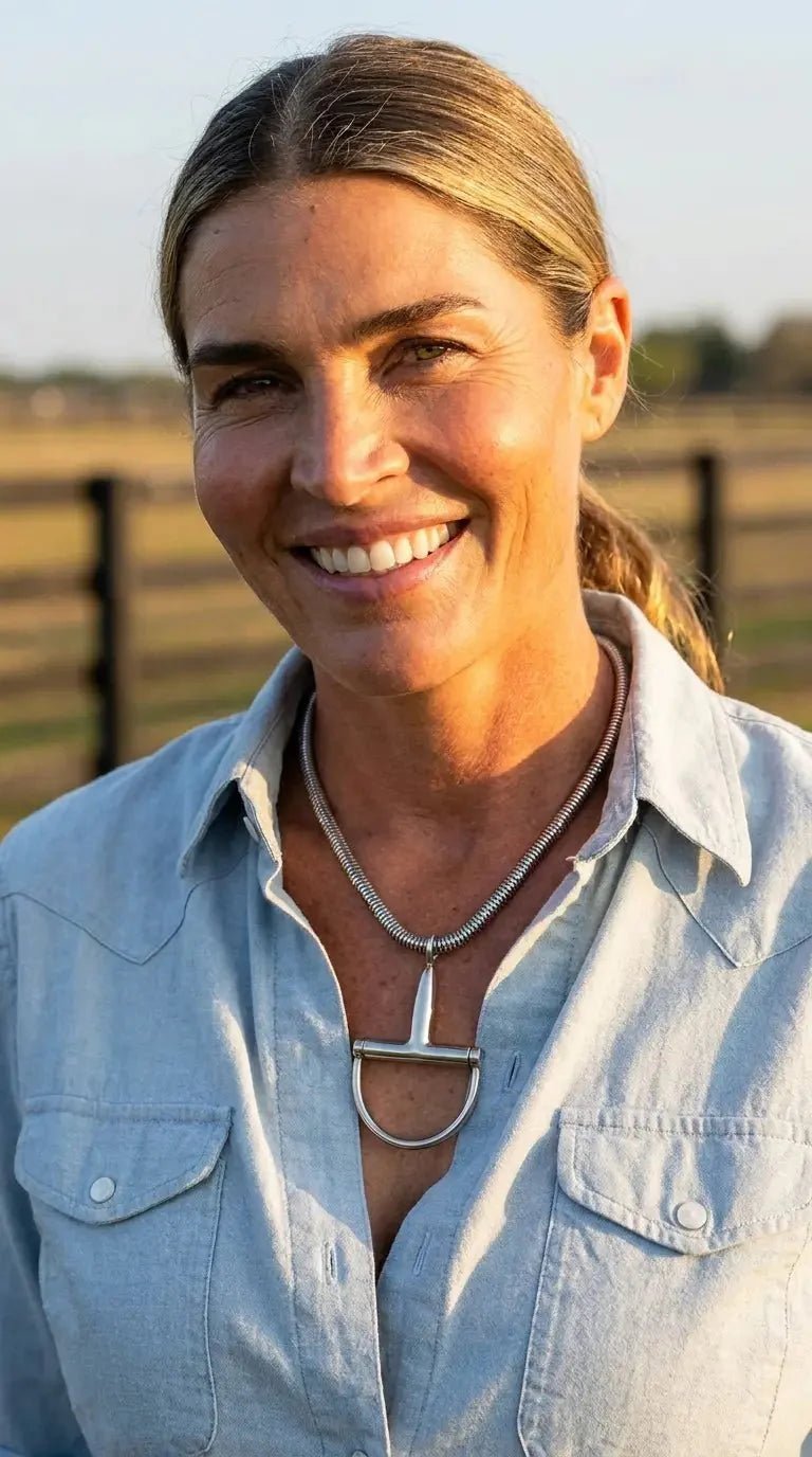 Western Silver Horse Bit Statement Necklace with Rhinestone Snake Chain — Bold Equestrian Jewelry - Rooted & Reckless Co.