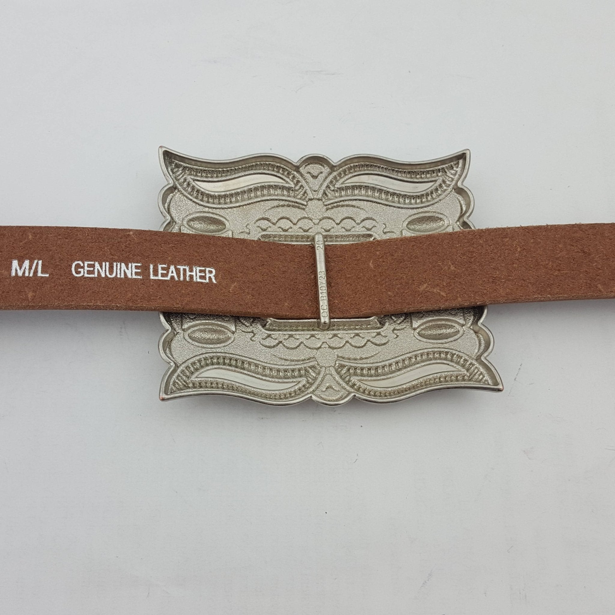 Western Silver Rectangular Concho Distressed Leather Belt — Brown or Black - Rooted & Reckless Co.