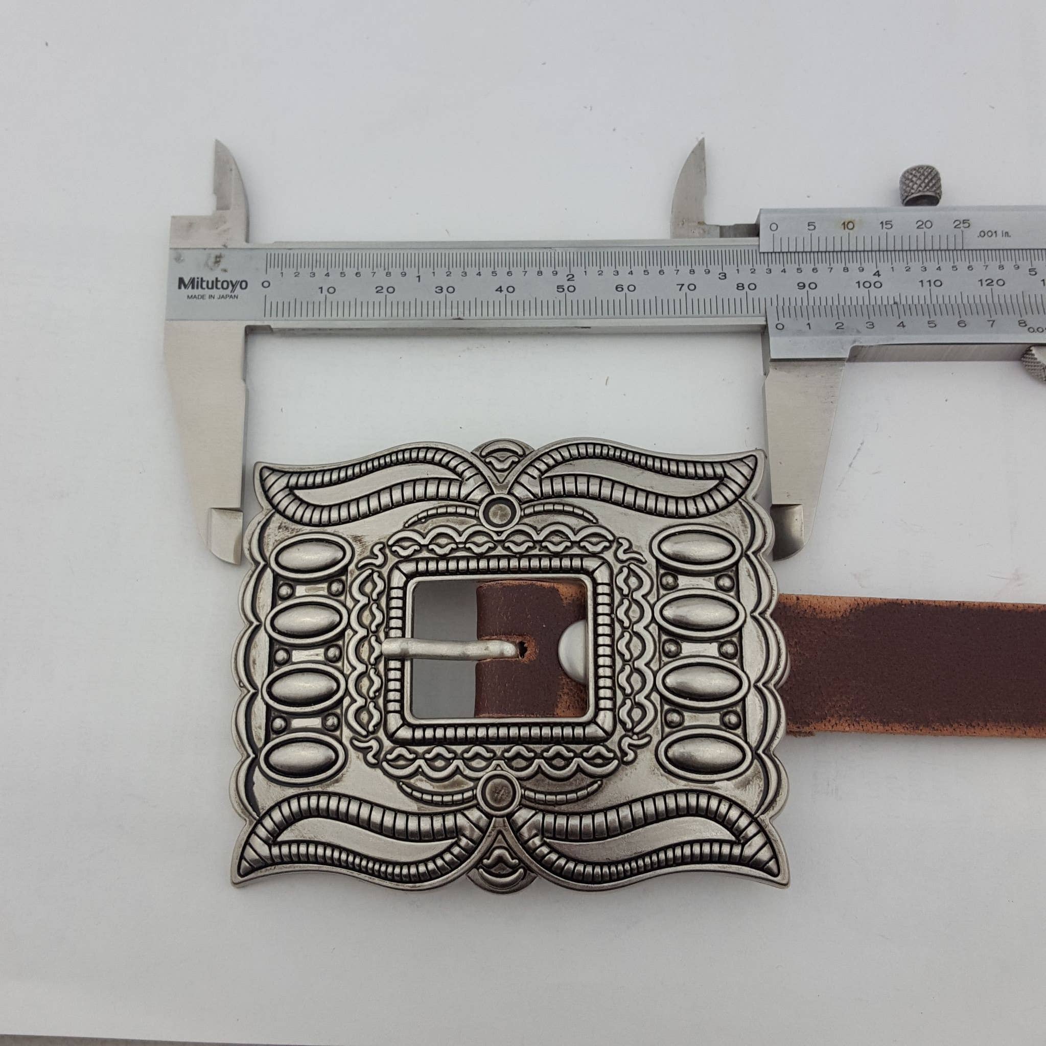 Western Silver Rectangular Concho Distressed Leather Belt — Brown or Black - Rooted & Reckless Co.