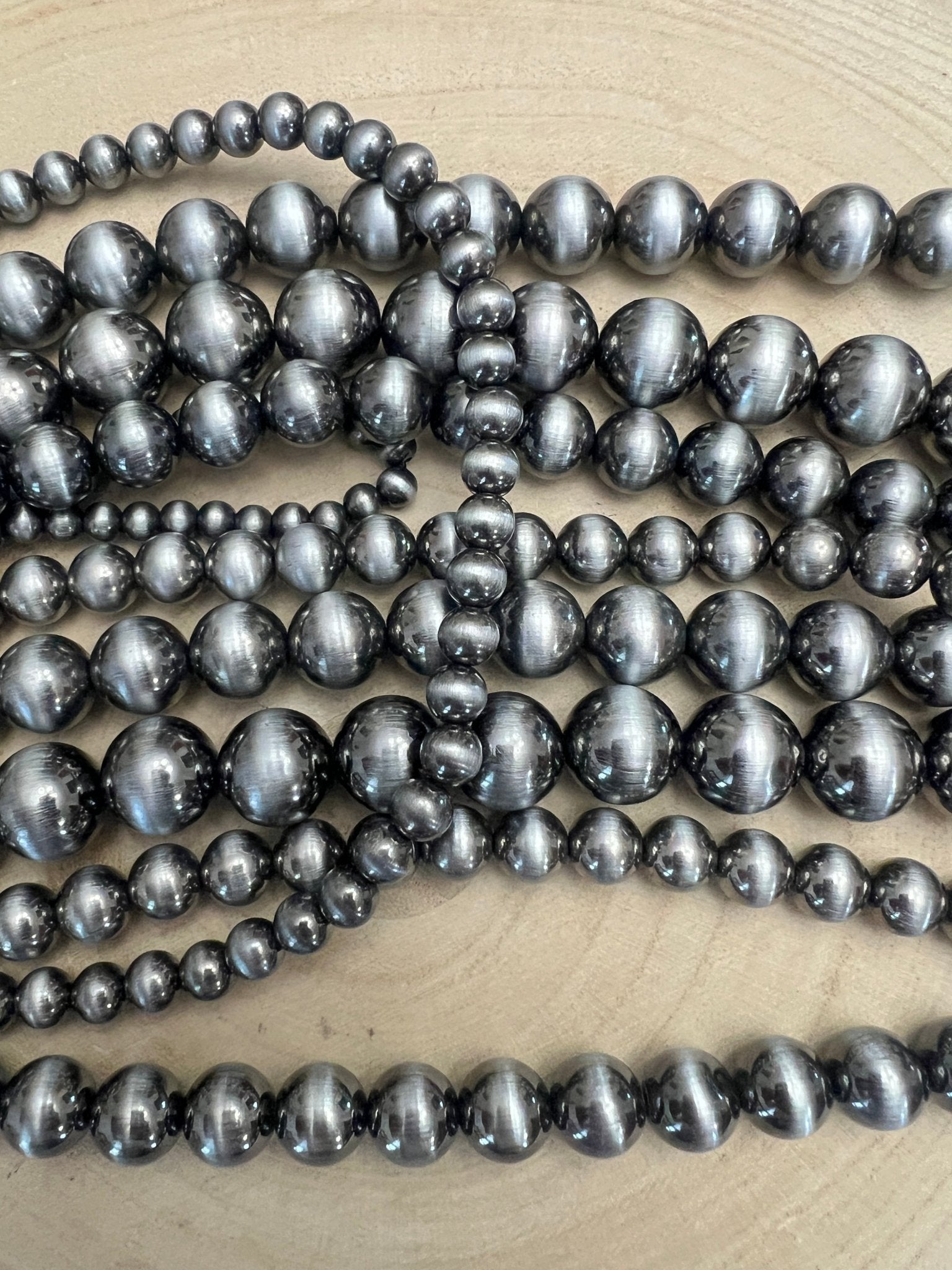 Western Six-Row Faux Sterling Pearl Statement Necklace — Single-Clasp Layered Set - Rooted & Reckless Co.