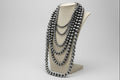 Western Six-Row Faux Sterling Pearl Statement Necklace — Single-Clasp Layered Set - Rooted & Reckless Co.