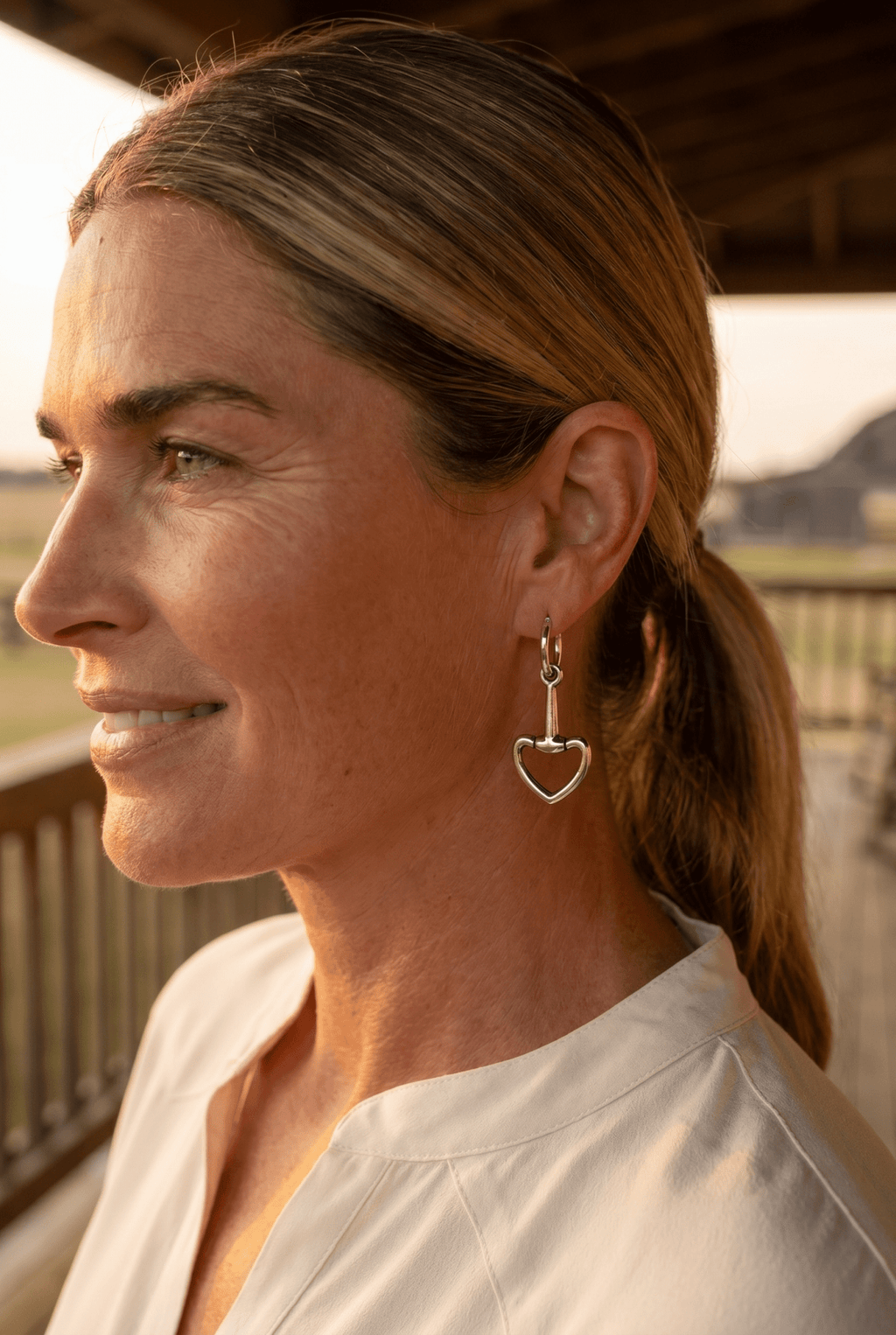 Western Snaffle Bit Dangle Hoop Earrings — Equestrian 1¼" Drop - Rooted & Reckless Co.