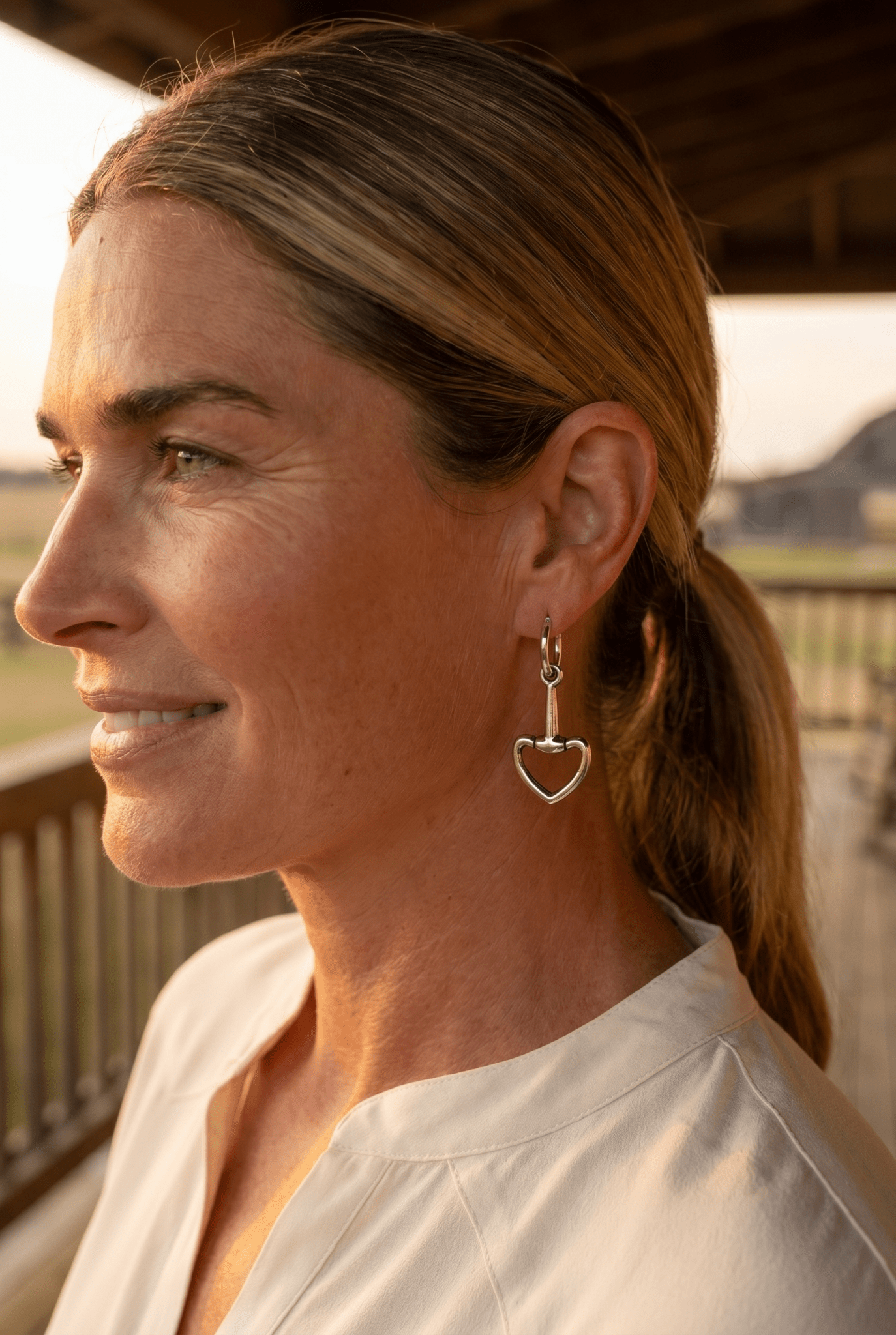 Western Snaffle Bit Dangle Hoop Earrings — Equestrian 1¼" Drop - Rooted & Reckless Co.