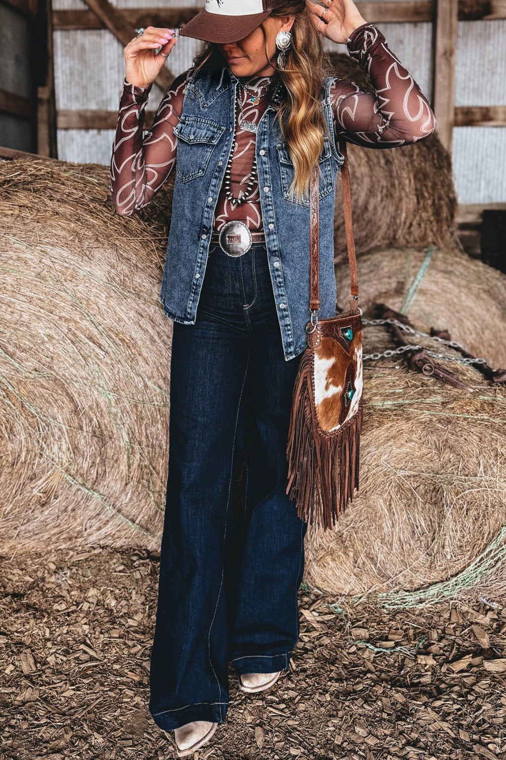 Western Solid Denim Buttoned Pocket Sleeveless Vest - Rooted & Reckless Co.