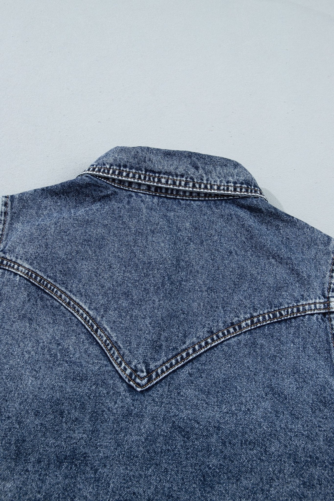 Western Solid Denim Buttoned Pocket Sleeveless Vest - Rooted & Reckless Co.
