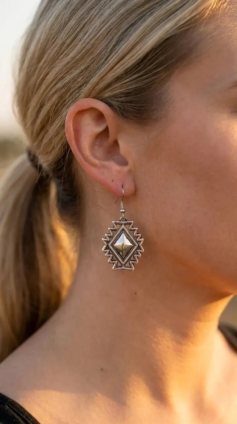 Western Southwestern Concho Dangle Earrings — 1½" Drop - Rooted & Reckless Co.