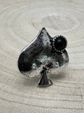 Western Spade Adjustable Cuff Ring with Faux Onyx — Playing Card Hand Statement - Rooted & Reckless Co.